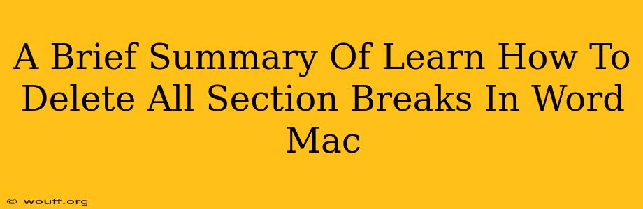 A Brief Summary Of Learn How To Delete All Section Breaks In Word Mac