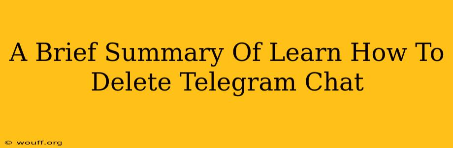 A Brief Summary Of Learn How To Delete Telegram Chat