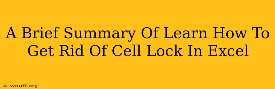 A Brief Summary Of Learn How To Get Rid Of Cell Lock In Excel