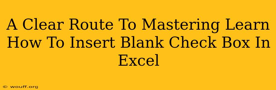 A Clear Route To Mastering Learn How To Insert Blank Check Box In Excel