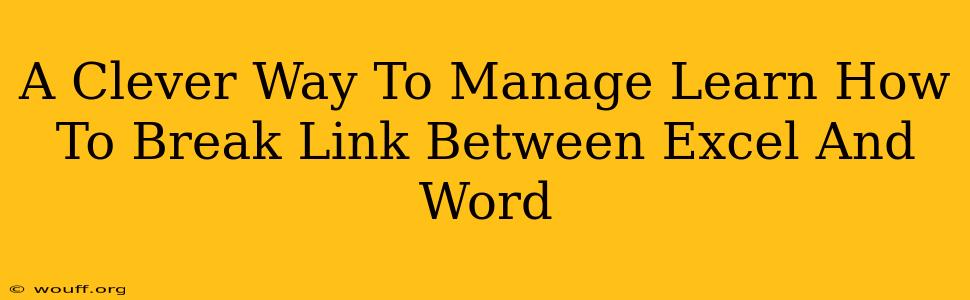 A Clever Way To Manage Learn How To Break Link Between Excel And Word