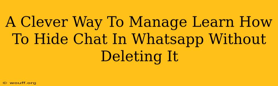 A Clever Way To Manage Learn How To Hide Chat In Whatsapp Without Deleting It