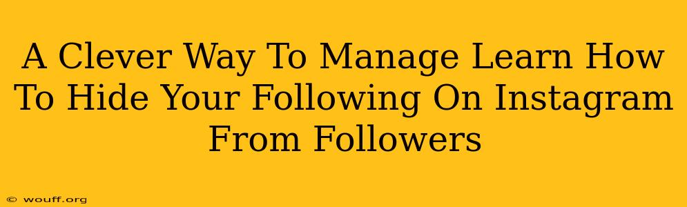 A Clever Way To Manage Learn How To Hide Your Following On Instagram From Followers