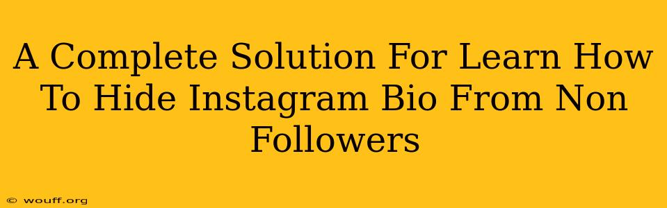 A Complete Solution For Learn How To Hide Instagram Bio From Non Followers