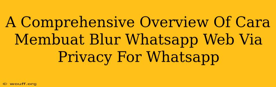 A Comprehensive Overview Of Cara Membuat Blur Whatsapp Web Via Privacy For Whatsapp