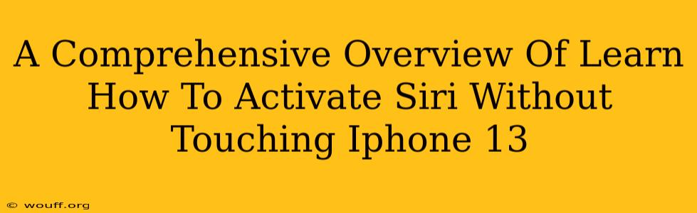 A Comprehensive Overview Of Learn How To Activate Siri Without Touching Iphone 13