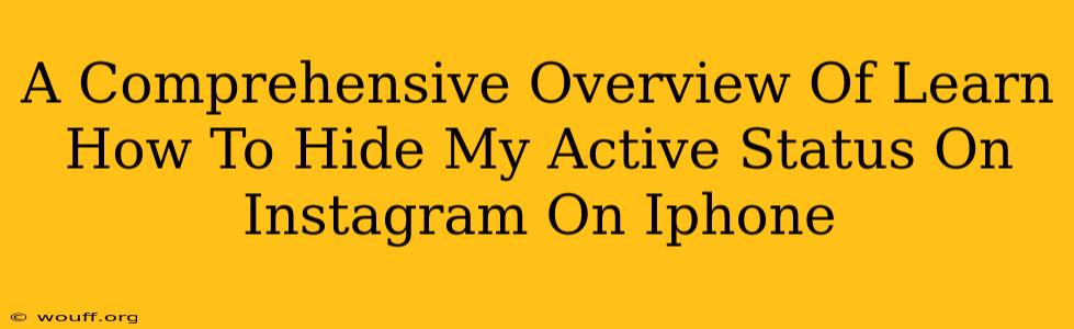 A Comprehensive Overview Of Learn How To Hide My Active Status On Instagram On Iphone