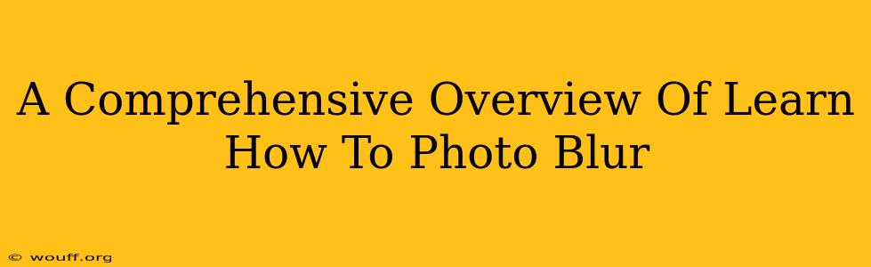 A Comprehensive Overview Of Learn How To Photo Blur