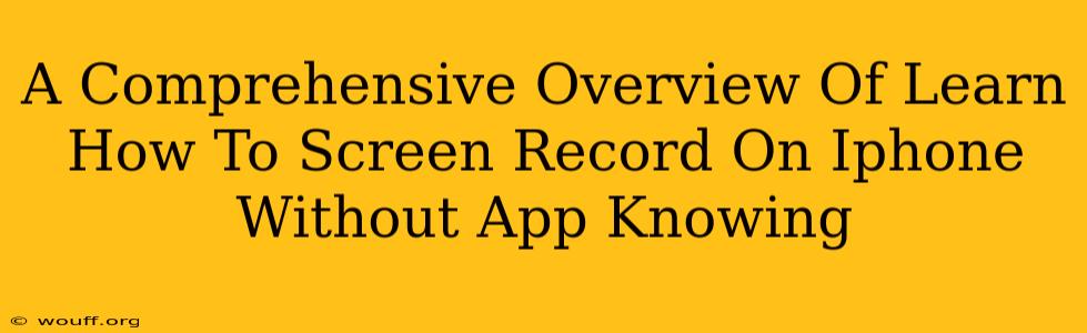 A Comprehensive Overview Of Learn How To Screen Record On Iphone Without App Knowing