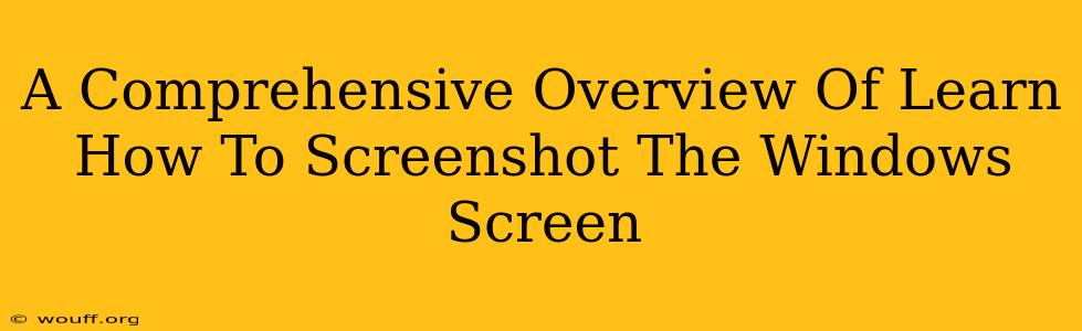 A Comprehensive Overview Of Learn How To Screenshot The Windows Screen