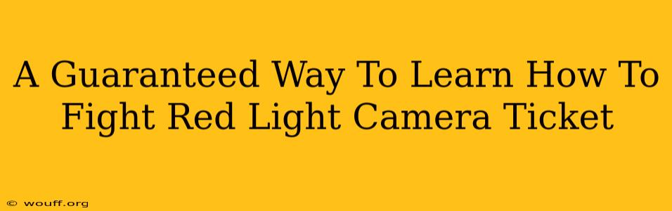 A Guaranteed Way To Learn How To Fight Red Light Camera Ticket