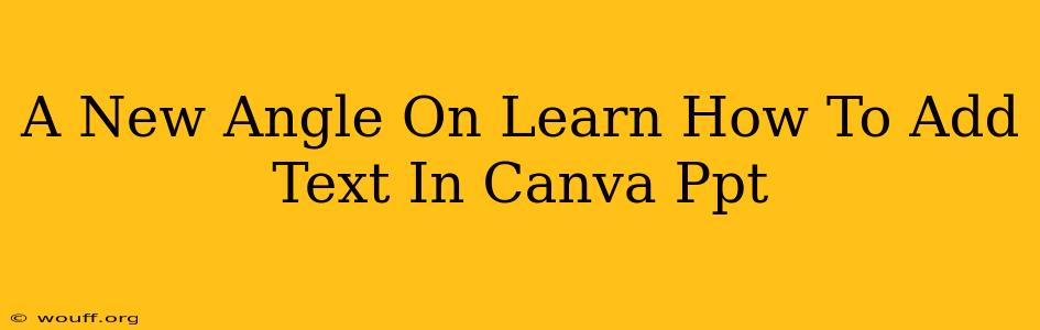 A New Angle On Learn How To Add Text In Canva Ppt