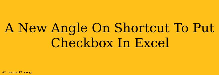 A New Angle On Shortcut To Put Checkbox In Excel