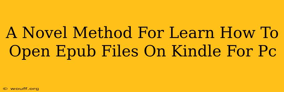 A Novel Method For Learn How To Open Epub Files On Kindle For Pc