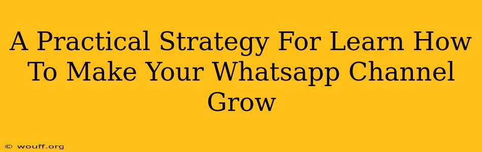 A Practical Strategy For Learn How To Make Your Whatsapp Channel Grow