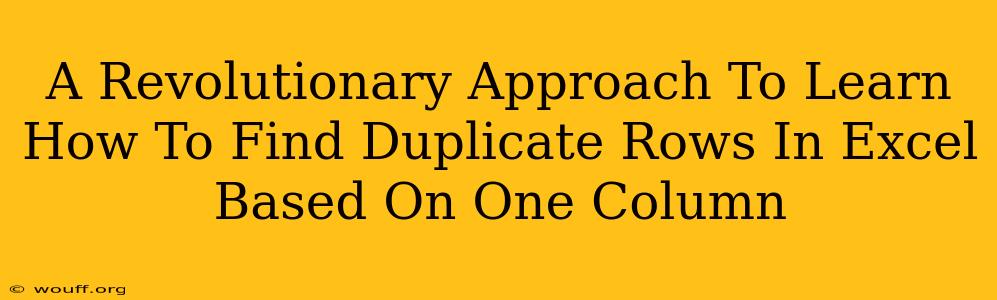 A Revolutionary Approach To Learn How To Find Duplicate Rows In Excel Based On One Column