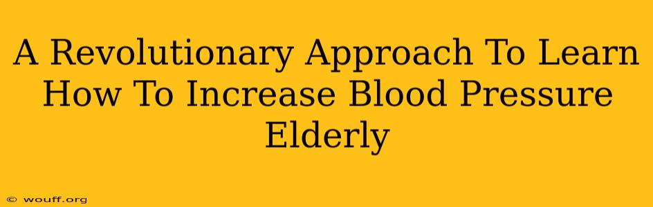 A Revolutionary Approach To Learn How To Increase Blood Pressure Elderly