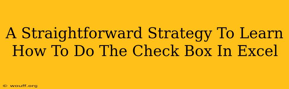 A Straightforward Strategy To Learn How To Do The Check Box In Excel