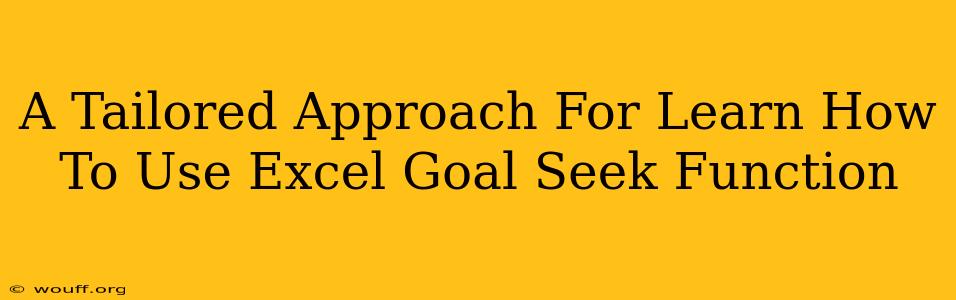 A Tailored Approach For Learn How To Use Excel Goal Seek Function