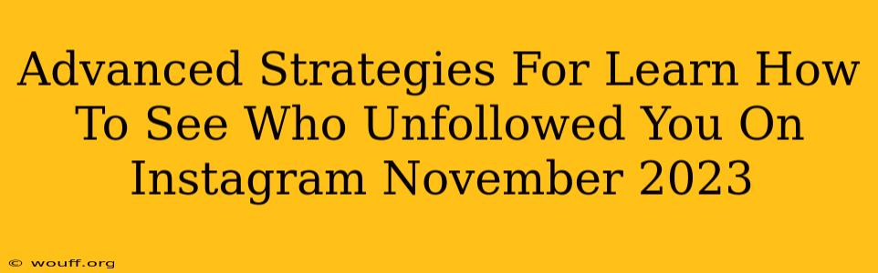 Advanced Strategies For Learn How To See Who Unfollowed You On Instagram November 2023