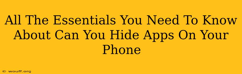 All The Essentials You Need To Know About Can You Hide Apps On Your Phone