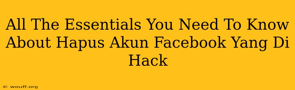 All The Essentials You Need To Know About Hapus Akun Facebook Yang Di Hack