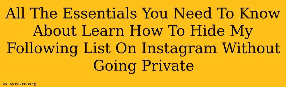 All The Essentials You Need To Know About Learn How To Hide My Following List On Instagram Without Going Private