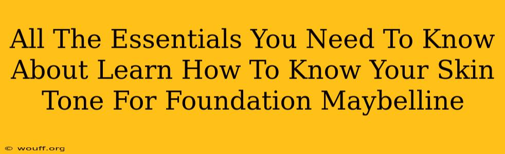 All The Essentials You Need To Know About Learn How To Know Your Skin Tone For Foundation Maybelline