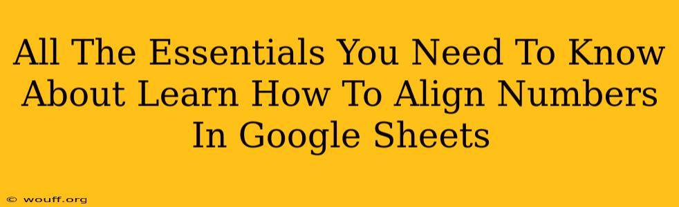 All The Essentials You Need To Know About Learn How To Align Numbers In Google Sheets