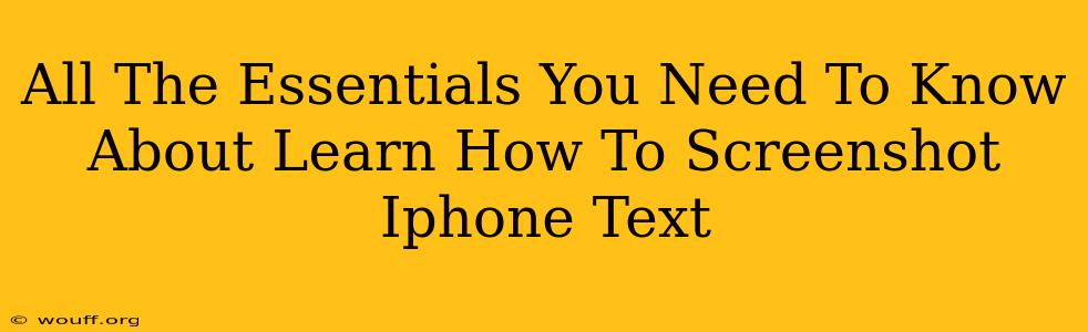 All The Essentials You Need To Know About Learn How To Screenshot Iphone Text