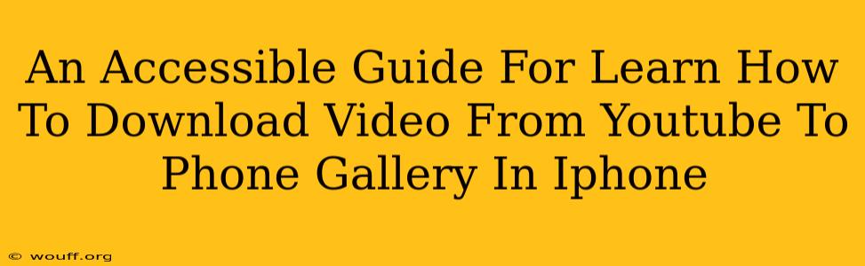 An Accessible Guide For Learn How To Download Video From Youtube To Phone Gallery In Iphone