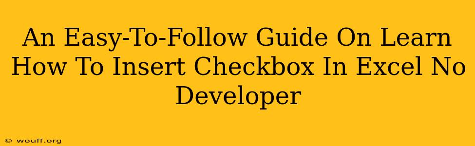 An Easy-To-Follow Guide On Learn How To Insert Checkbox In Excel No Developer