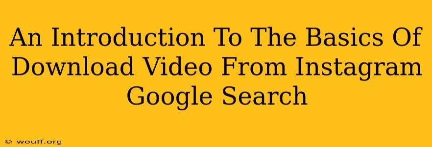 An Introduction To The Basics Of Download Video From Instagram Google Search