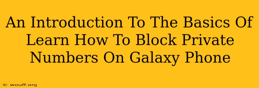 An Introduction To The Basics Of Learn How To Block Private Numbers On Galaxy Phone