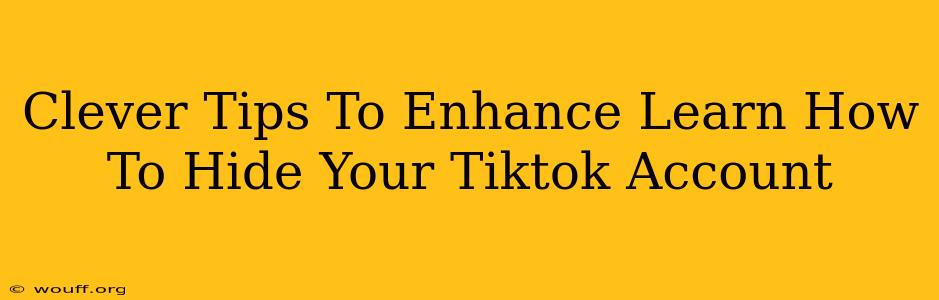 Clever Tips To Enhance Learn How To Hide Your Tiktok Account