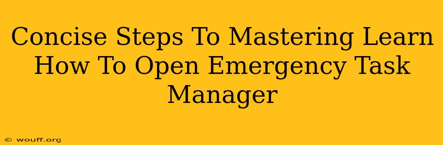 Concise Steps To Mastering Learn How To Open Emergency Task Manager