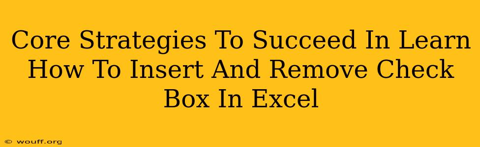 Core Strategies To Succeed In Learn How To Insert And Remove Check Box In Excel