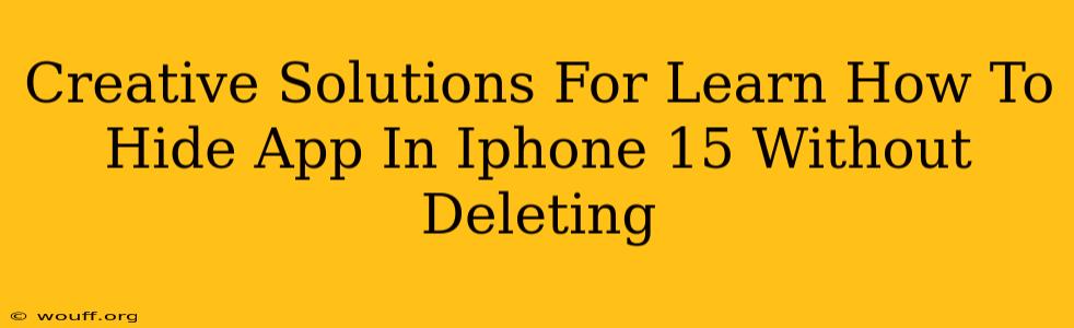 Creative Solutions For Learn How To Hide App In Iphone 15 Without Deleting