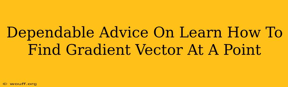 Dependable Advice On Learn How To Find Gradient Vector At A Point