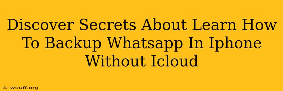 Discover Secrets About Learn How To Backup Whatsapp In Iphone Without Icloud