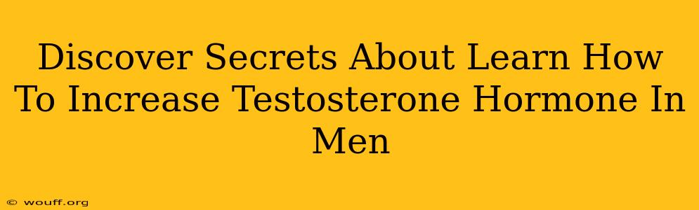 Discover Secrets About Learn How To Increase Testosterone Hormone In Men