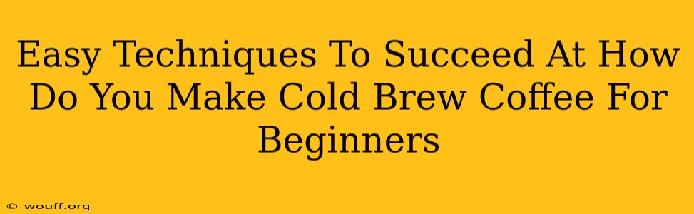 Easy Techniques To Succeed At How Do You Make Cold Brew Coffee For Beginners