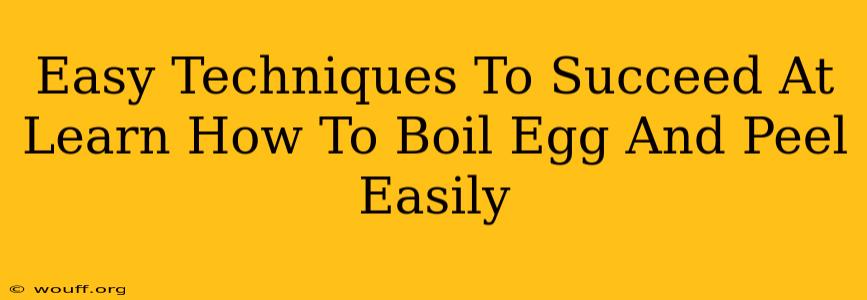 Easy Techniques To Succeed At Learn How To Boil Egg And Peel Easily