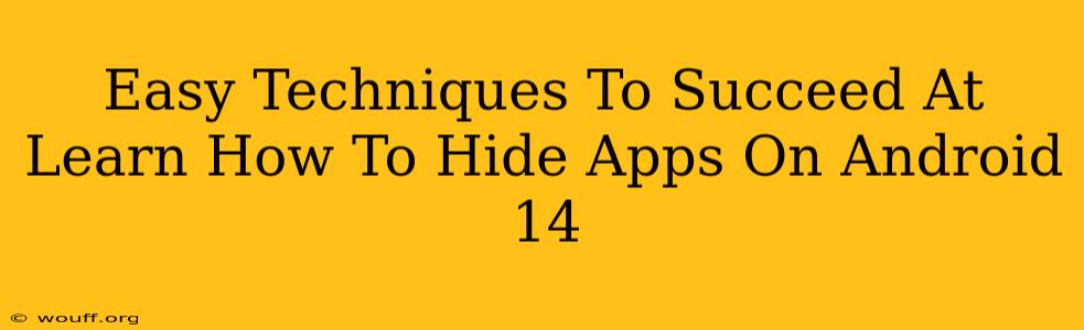 Easy Techniques To Succeed At Learn How To Hide Apps On Android 14