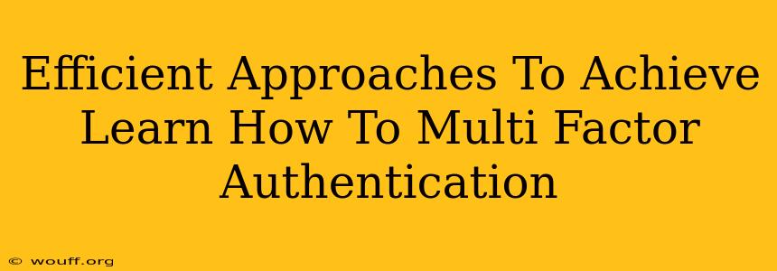 Efficient Approaches To Achieve Learn How To Multi Factor Authentication