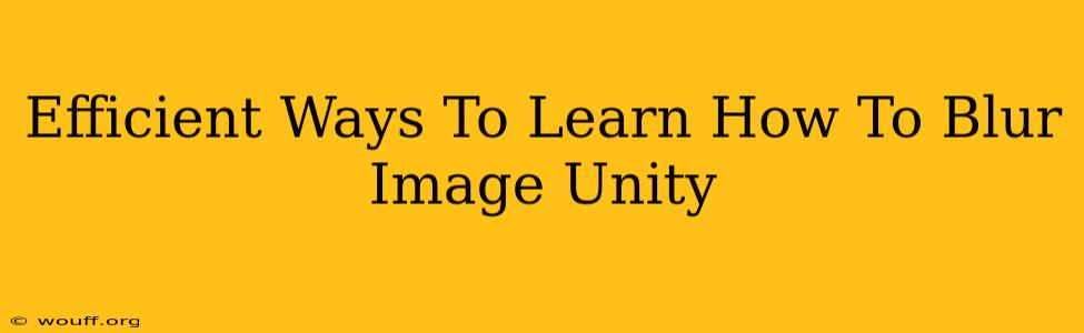 Efficient Ways To Learn How To Blur Image Unity