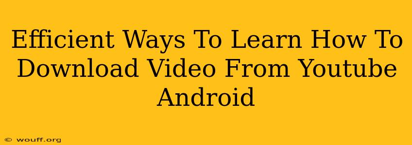 Efficient Ways To Learn How To Download Video From Youtube Android