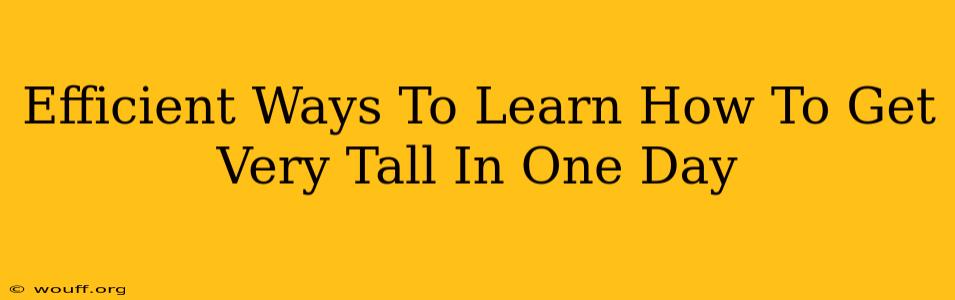 Efficient Ways To Learn How To Get Very Tall In One Day