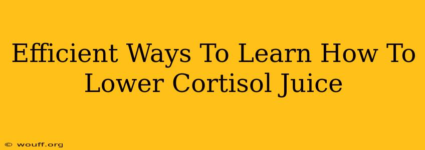 Efficient Ways To Learn How To Lower Cortisol Juice