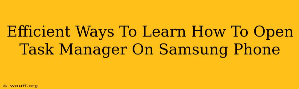 Efficient Ways To Learn How To Open Task Manager On Samsung Phone